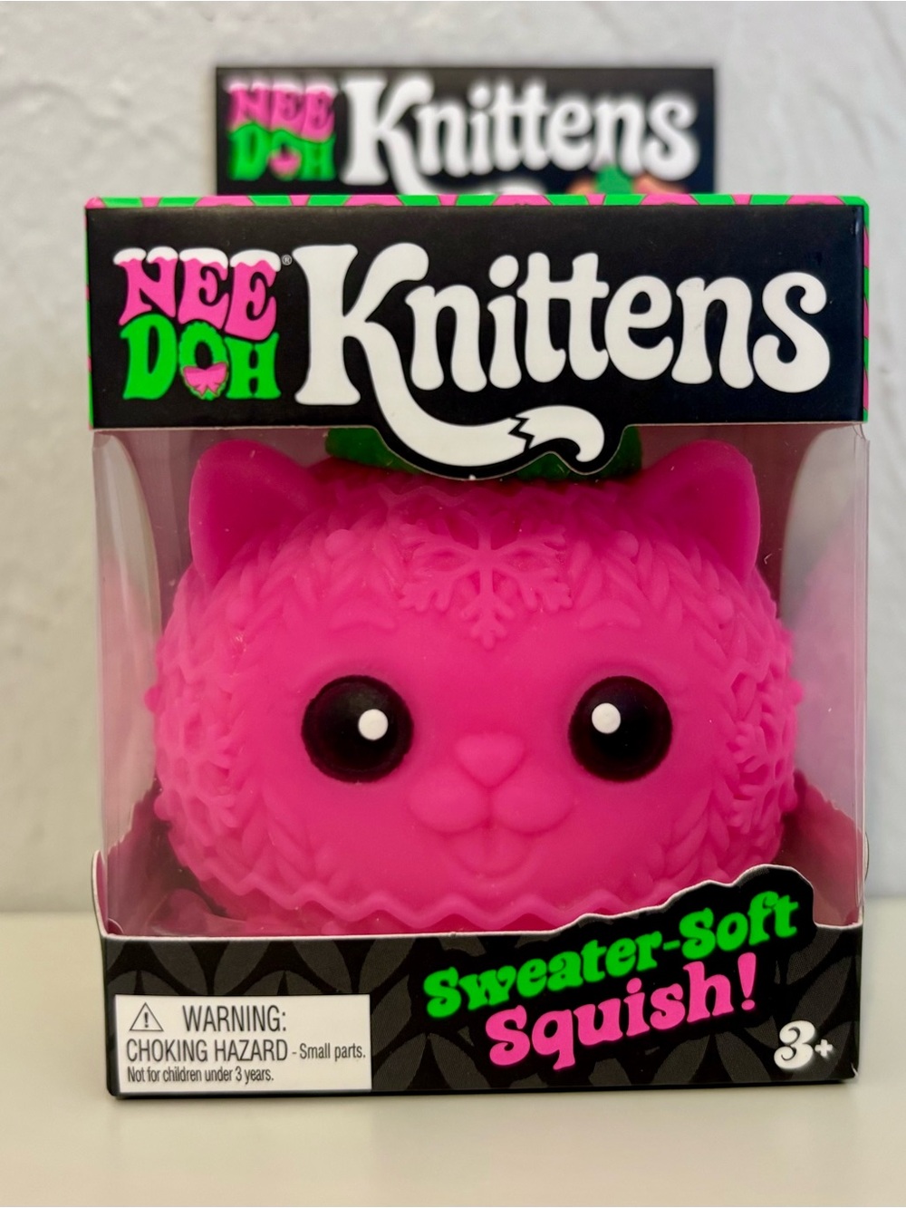 NeeDoh Knittens Sweater-Soft Squishy Cat Toy Pink Christmas 2026